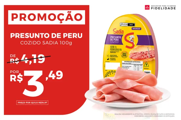 Presunto De Peru Sadia Kg Cozido