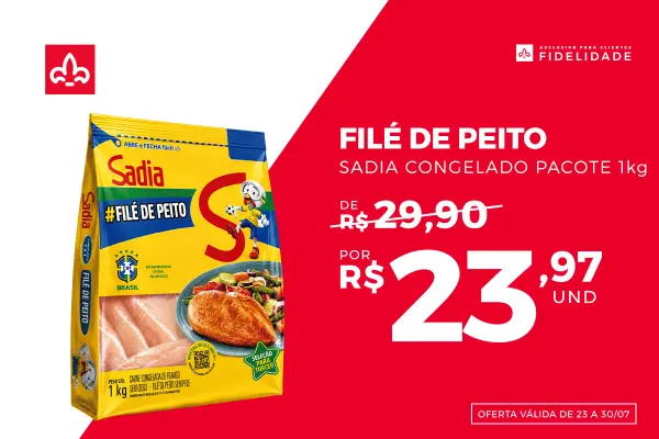 File De  Peito Sadia 1kg Congelado Pacote - Palato