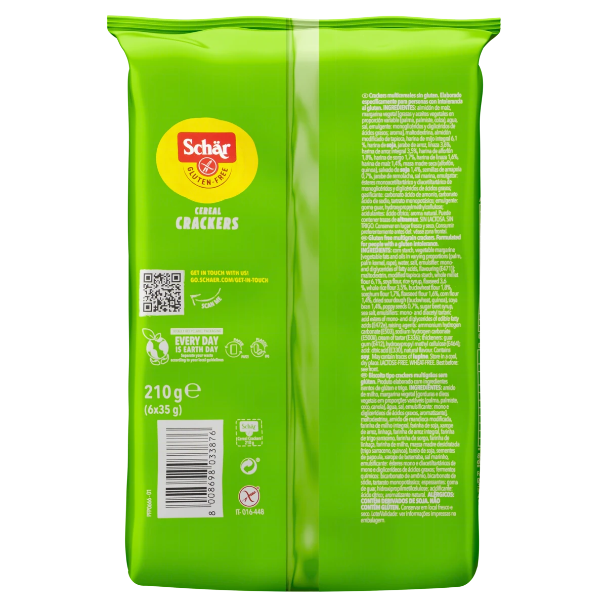 Biscoito Cracker Multigrãos sem Glúten Zero Lactose Schär Pacote 210g