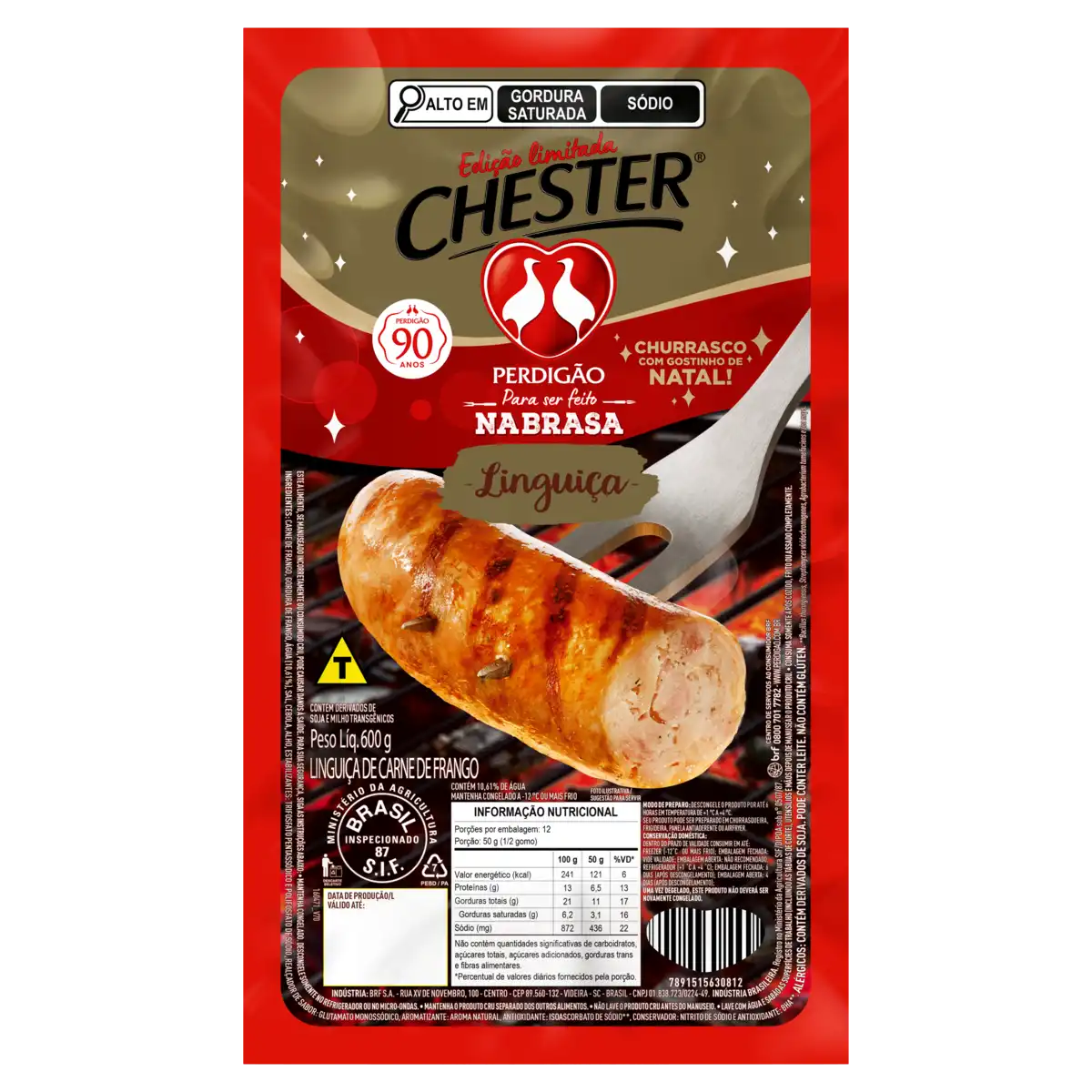 Linguiça de Frango Perdigão Chester na Brasa 600g