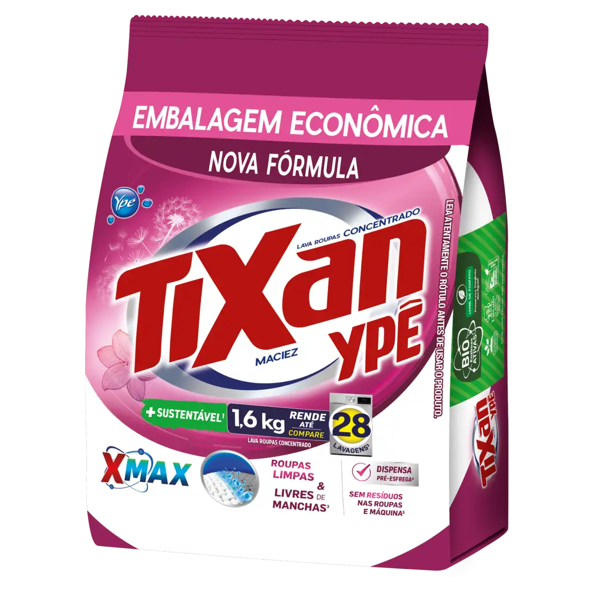 Lava-Roupas Pó Concentrado Maciez Tixan Ypê Pacote 1,6kg Embalagem Econômica