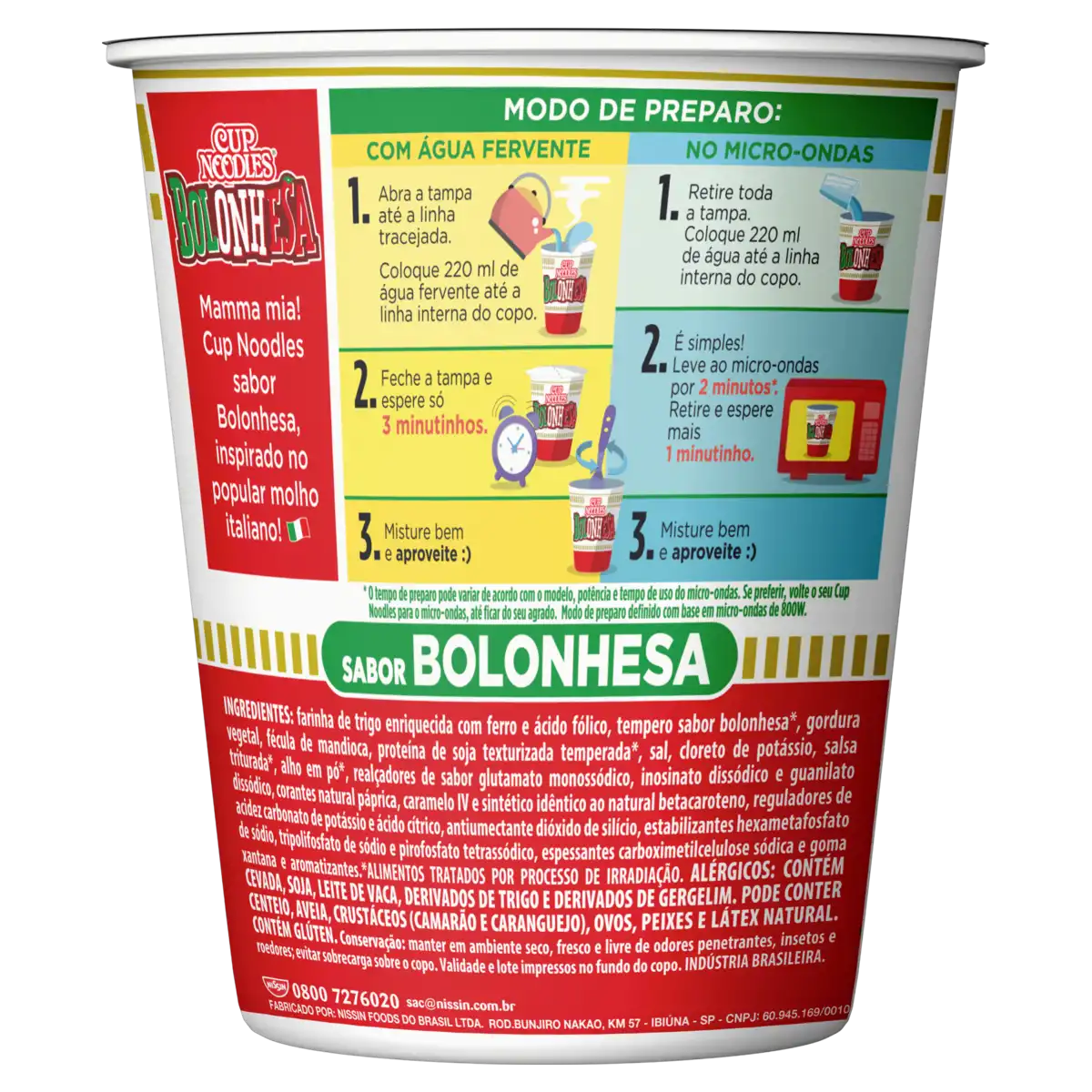Macarrão Instantâneo Bolonhesa Cup Noodles Copo 72g
