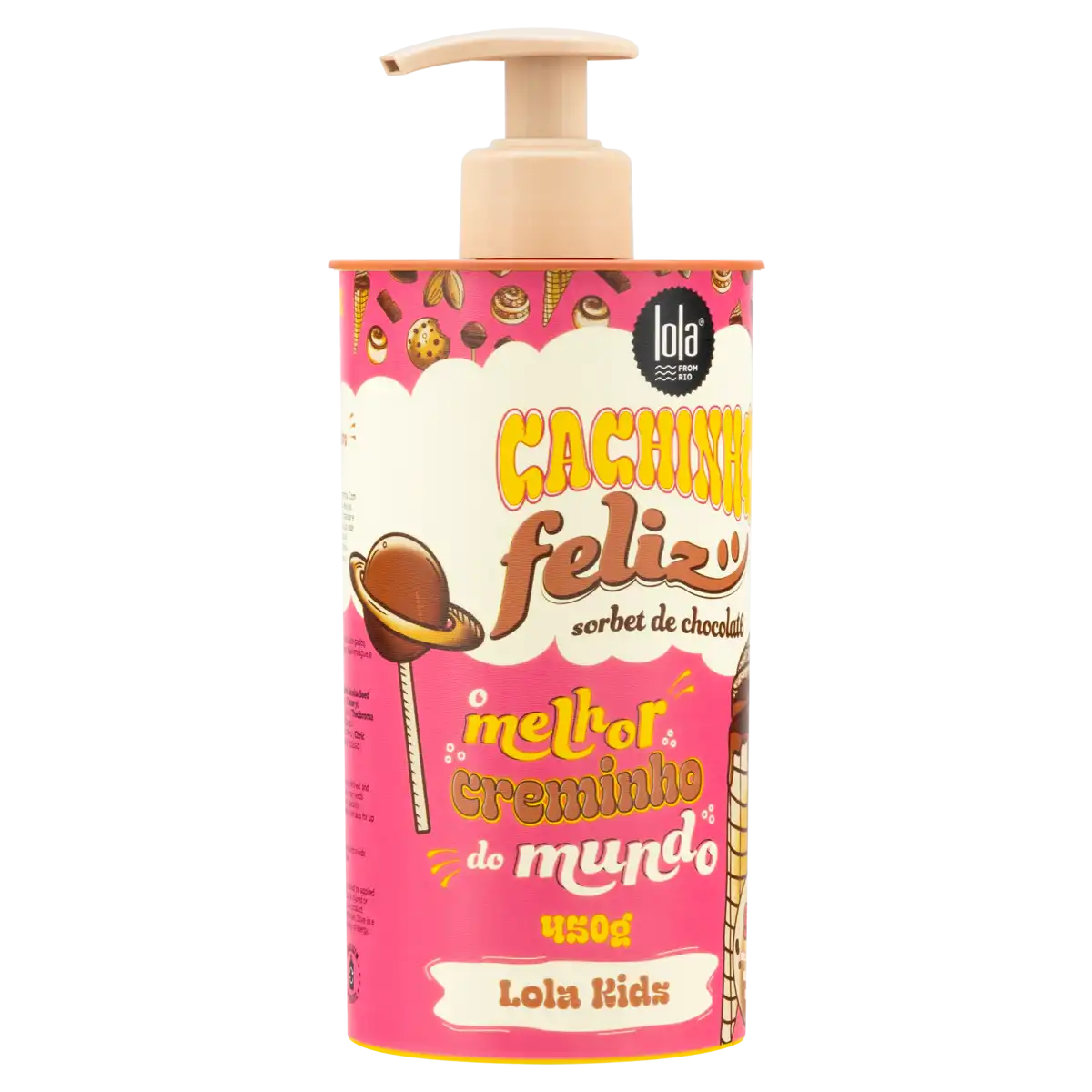 Creme para Pentear Sorbet de Chocolate Lola from Rio Cachinho Feliz Kids Frasco 450g Pump