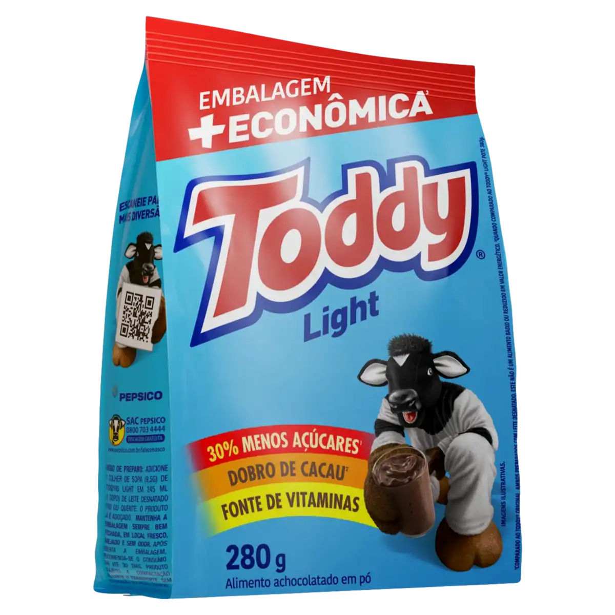 Achocolatado em Pó Light Toddy Pacote 280g Embalagem + Econômica