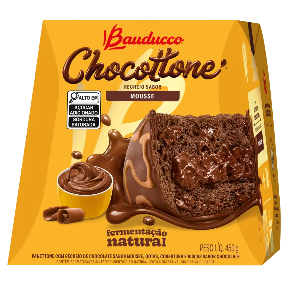 Panettone Chocolate Recheio Mousse Cobertura Chocolate Bauducco Chocottone Caixa 450g