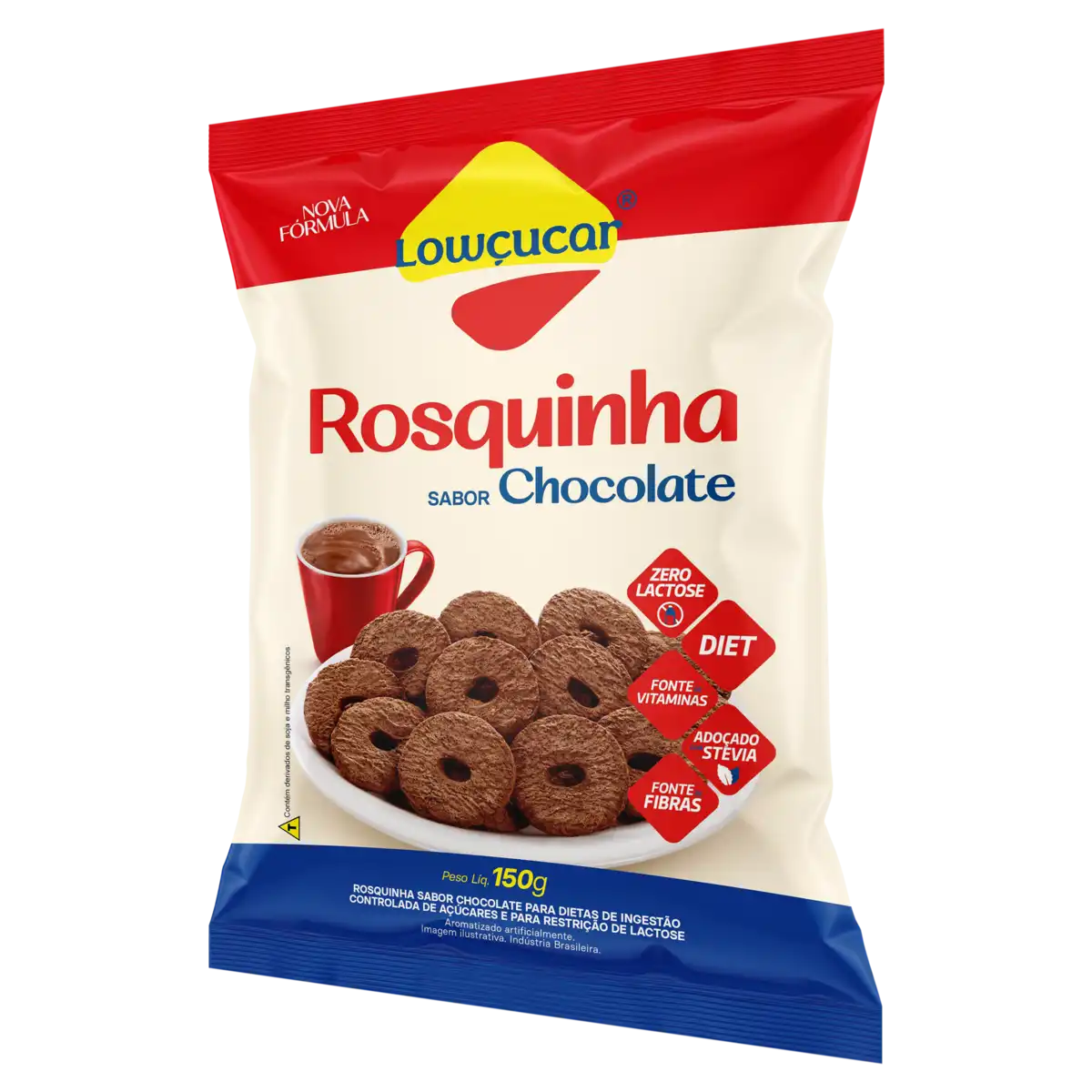 Biscoito Rosquinha Chocolate Diet Zero Lactose Lowçucar Pacote 150g