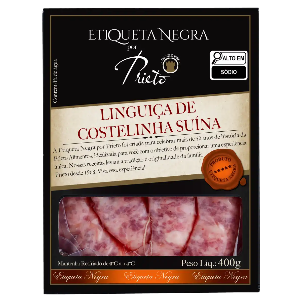 Linguiça de Costelinha Suína Prieto Etiqueta Negra 400g