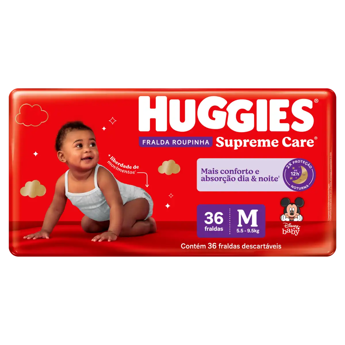 Fralda Descartável Infantil Roupinha Huggies Supreme Care M Pacote 36 Unidades