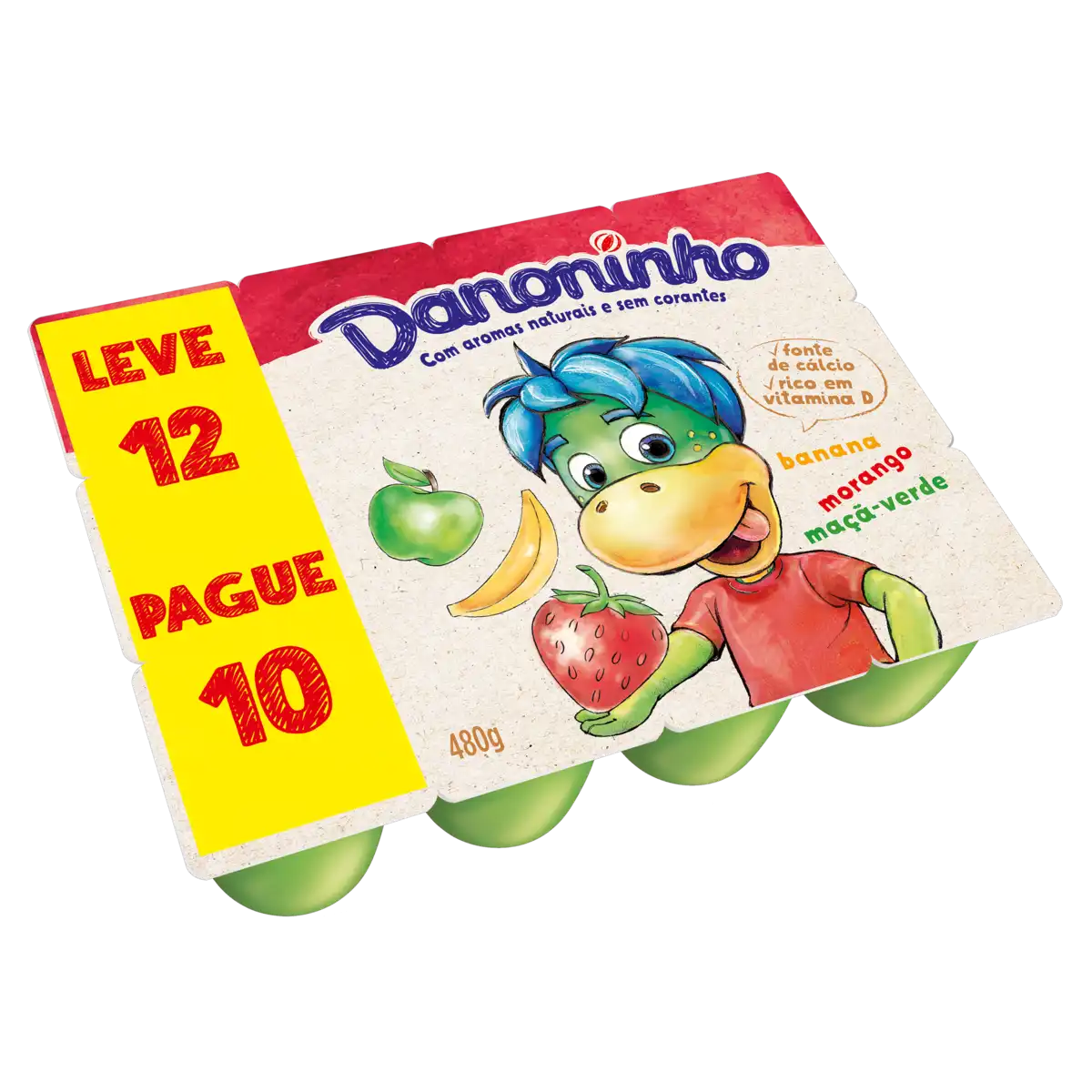 Petit Suisse Banana, Morango e Maçã-Verde Danoninho Bandeja 480g Leve 12 Pague 10 Unidades