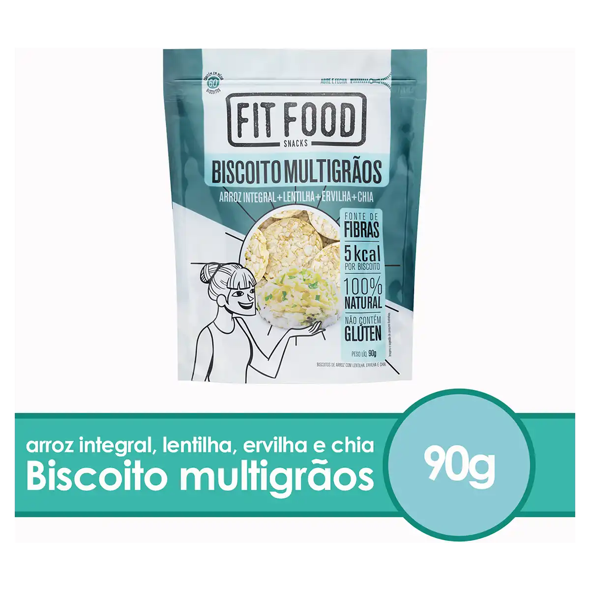 Biscoito de Arroz Multigrãos Fit Food Pouch 90g