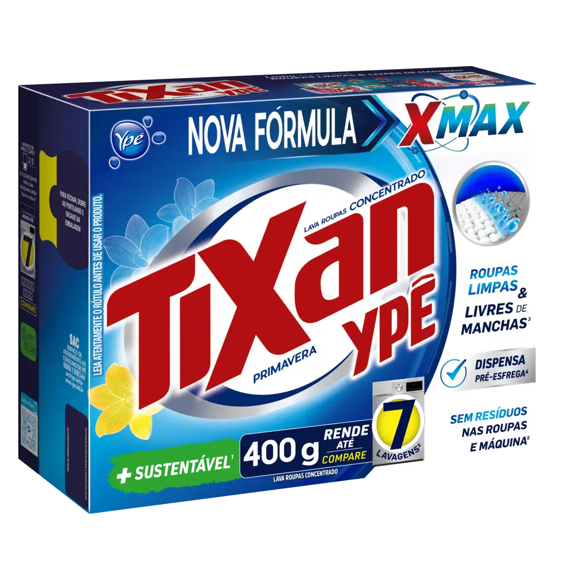 Lava-Roupas Pó Concentrado Primavera Tixan Ypê Caixa 400g
