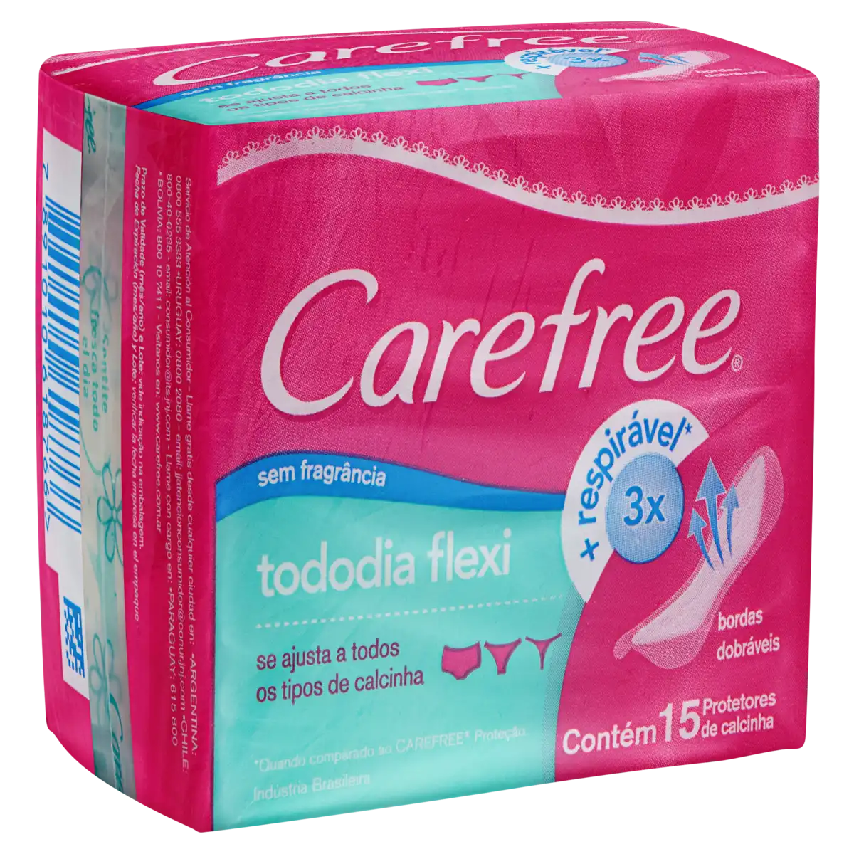 Protetor Diário sem Abas Carefree TodoDia Flexi Pacote 15 Unidades