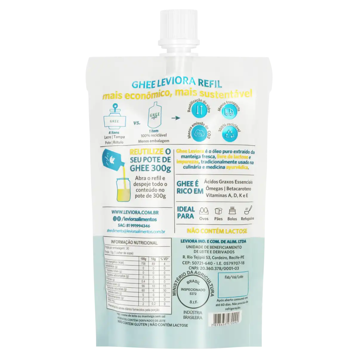 Ghee Tradicional Leviora Squeeze 300g Refil