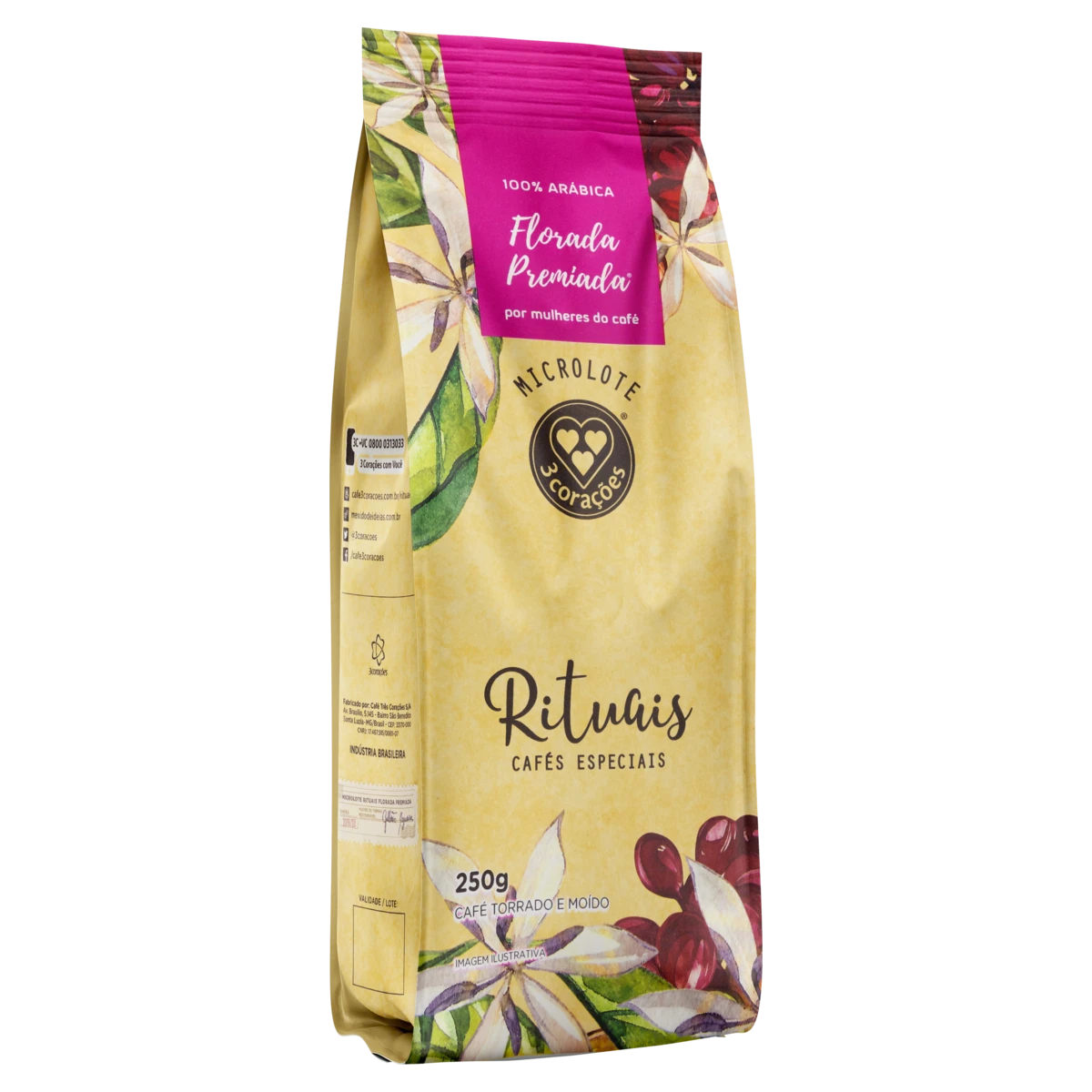 Café Torrado e Moído 100% Arábica 3 Corações Rituais Pacote 250g Edição Especial Microlote Florada Premiada