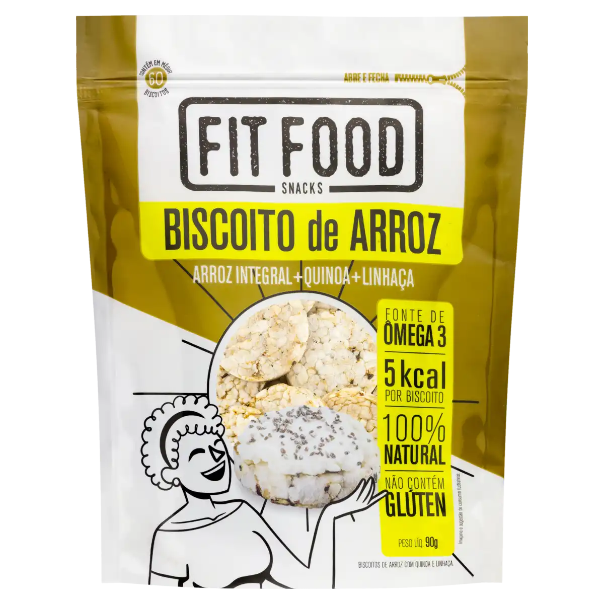 Biscoito de Arroz Quinoa e Linhaça Fit Food Pouch 90g