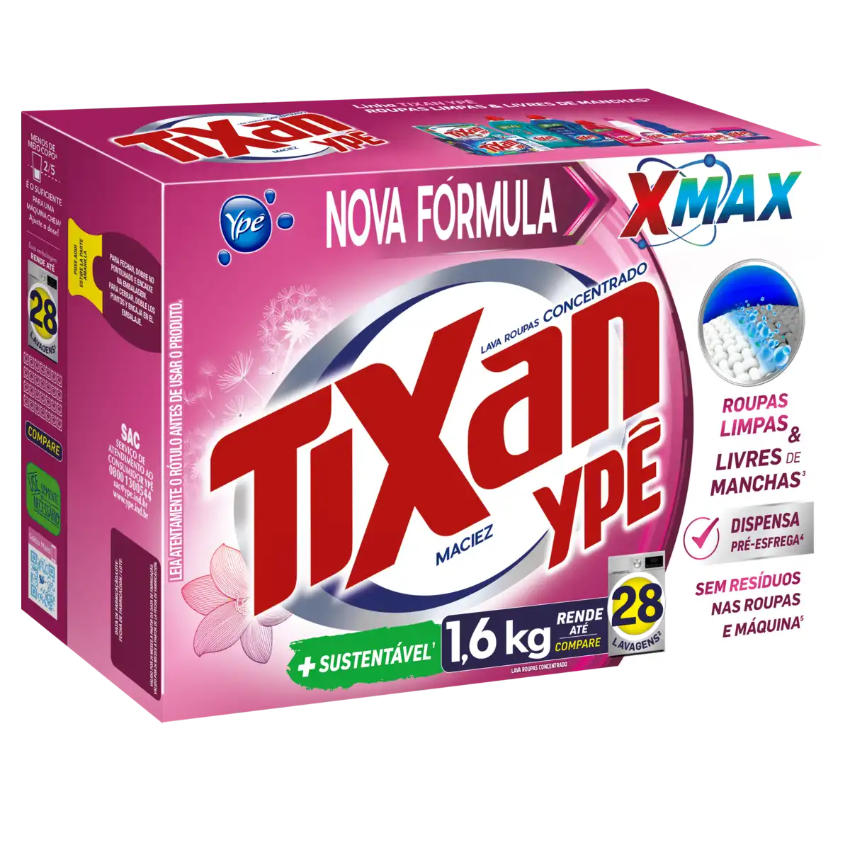 Lava-Roupas Pó Concentrado Maciez Tixan Ypê Caixa 1,6kg