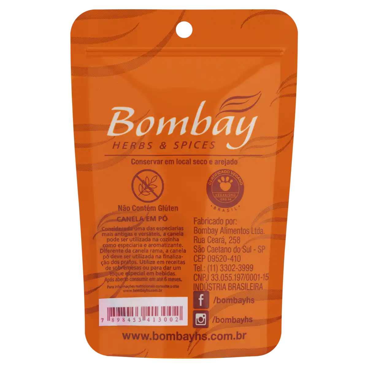 Canela Pó Bombay Herbs & Spices Pouch 30g