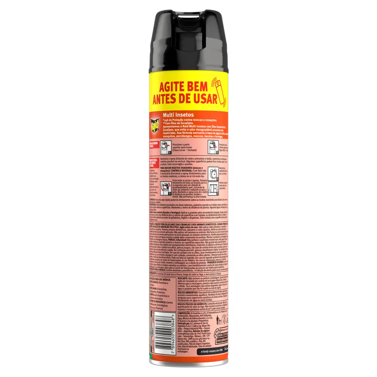 Inseticida Aerossol Multi-Insetos à Base de Água Eucalipto Raid Frasco 420ml Spray Leve Mais Pague Menos