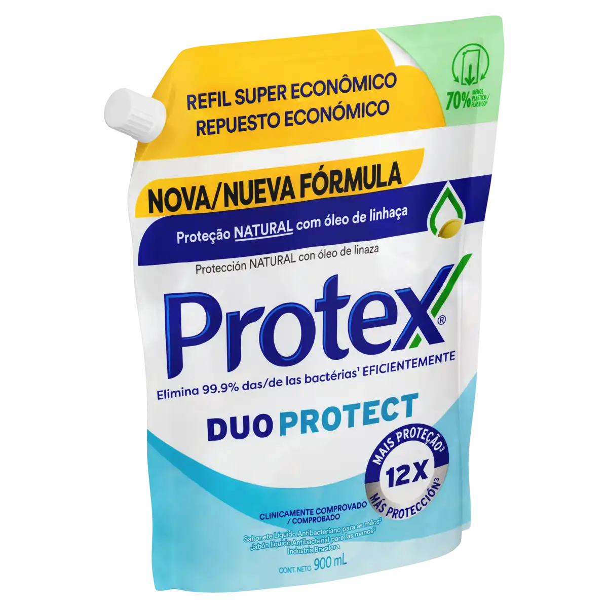 Sabonete Líquido para as Mãos Antibacteriano Protex Duo Protect Sachê 900ml Refil Supereconômico