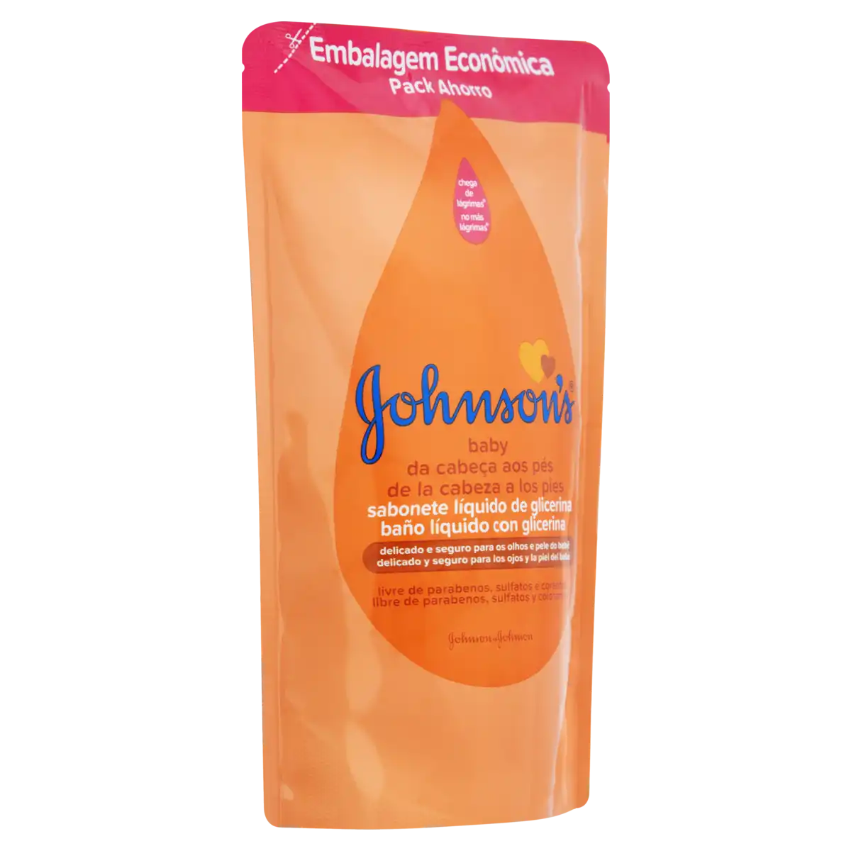 Sabonete Líquido de Glicerina da Cabeça aos Pés Johnson's Baby Sachê 180ml Refil Embalagem Econômica