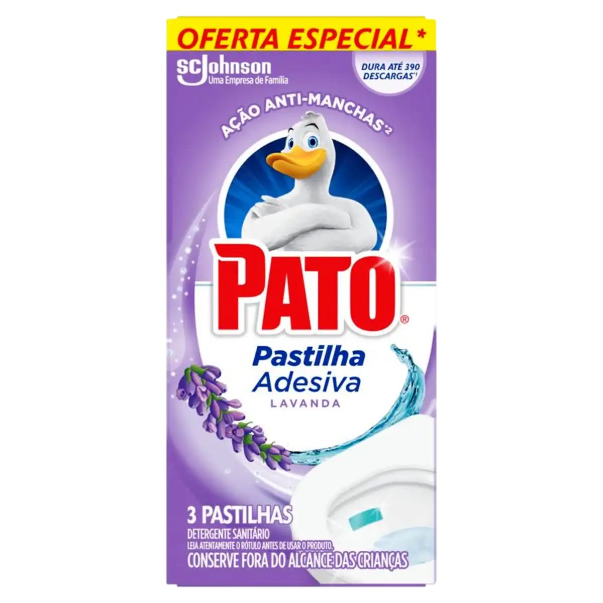 Detergente Sanitário Pastilha Adesiva Lavanda Pato 3 Unidades Oferta Especial