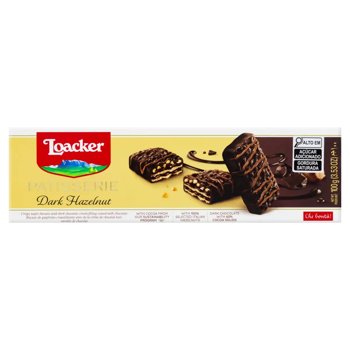 Wafer Dark Hazelnut Loacker Patisserie Caixa 100g