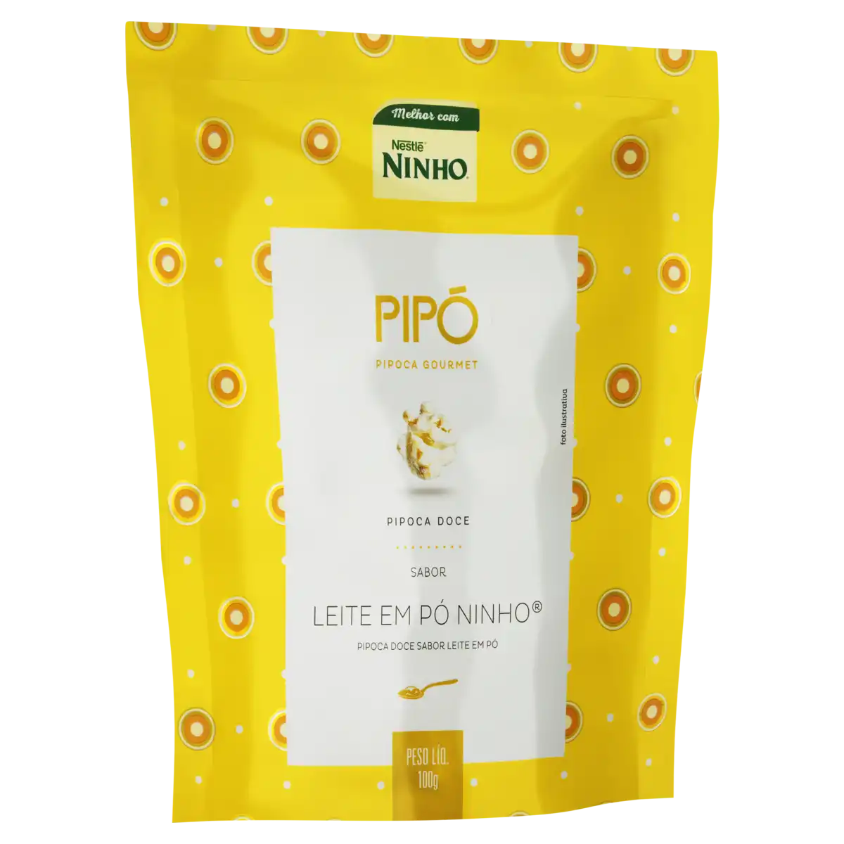 Pipoca Pronta Doce Leite em Pó Ninho Pipó Gourmet Sachê 100g