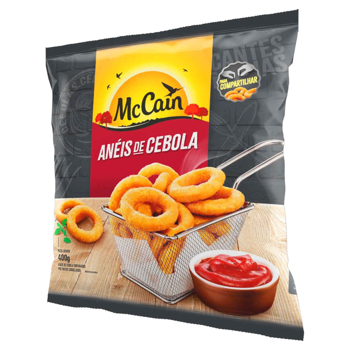 Anéis de Cebola Empanados Pré-Fritos Congelados McCain Pacote 400g