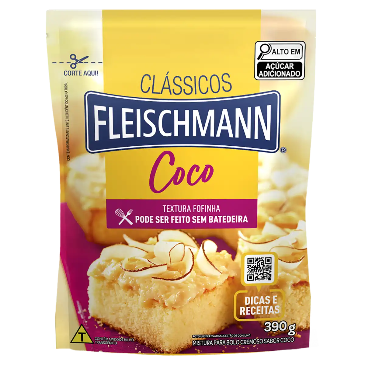 Mistura para Bolo Cremoso Coco Fleischmann Clássicos Sachê 390g