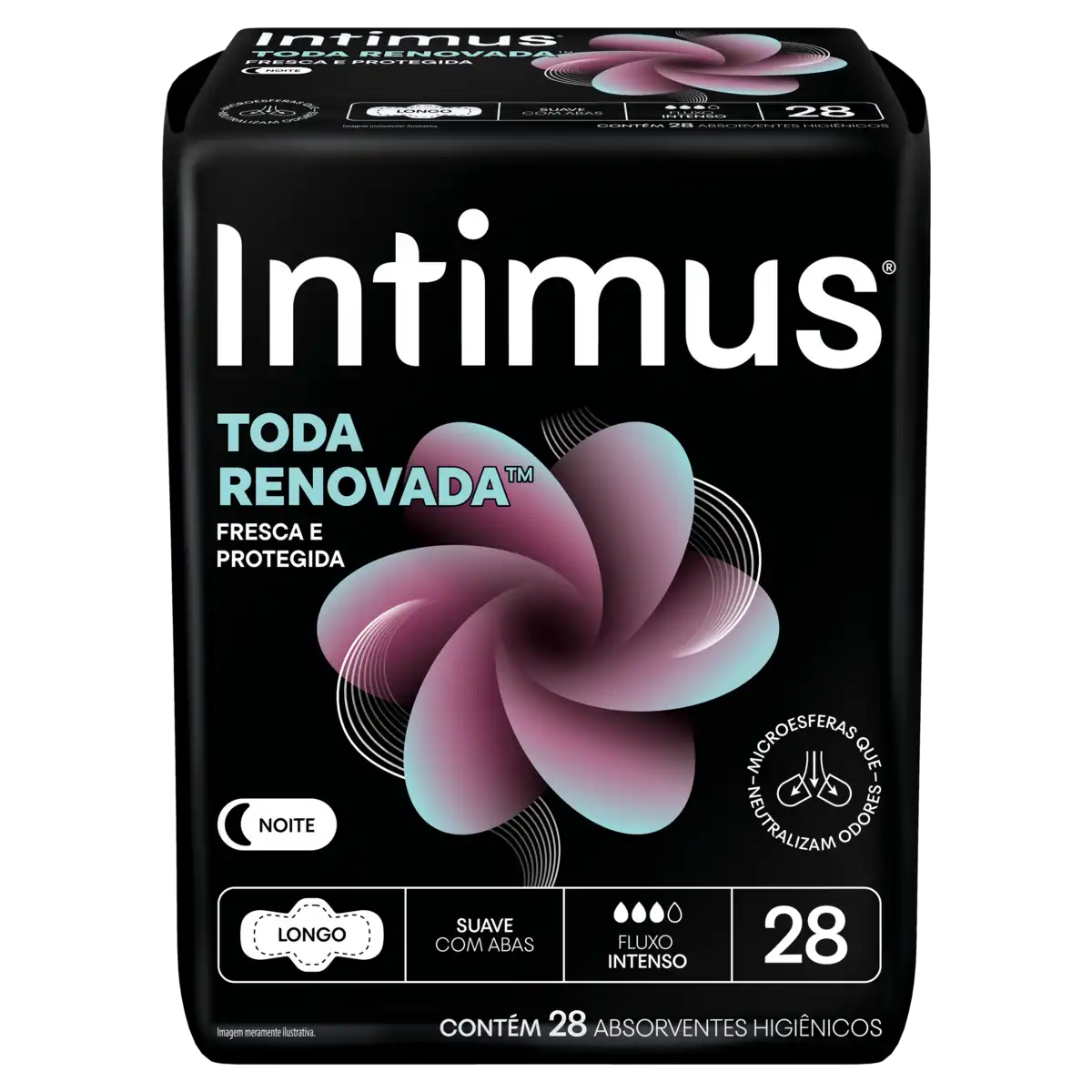 Absorvente com Abas Noite Suave Intimus Toda Renovada Longo Pacote 28 Unidades