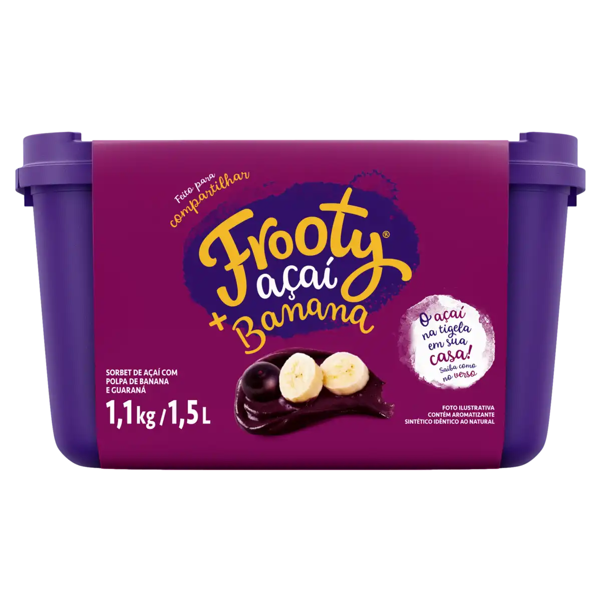 Sorbet Açaí e Banana Frooty Pote 1,5l