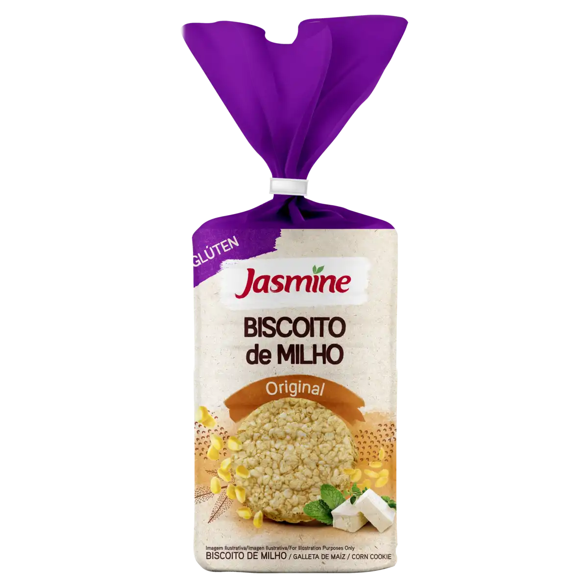 Biscoito de Milho Vegano Original sem Glúten Jasmine Pacote 130g
