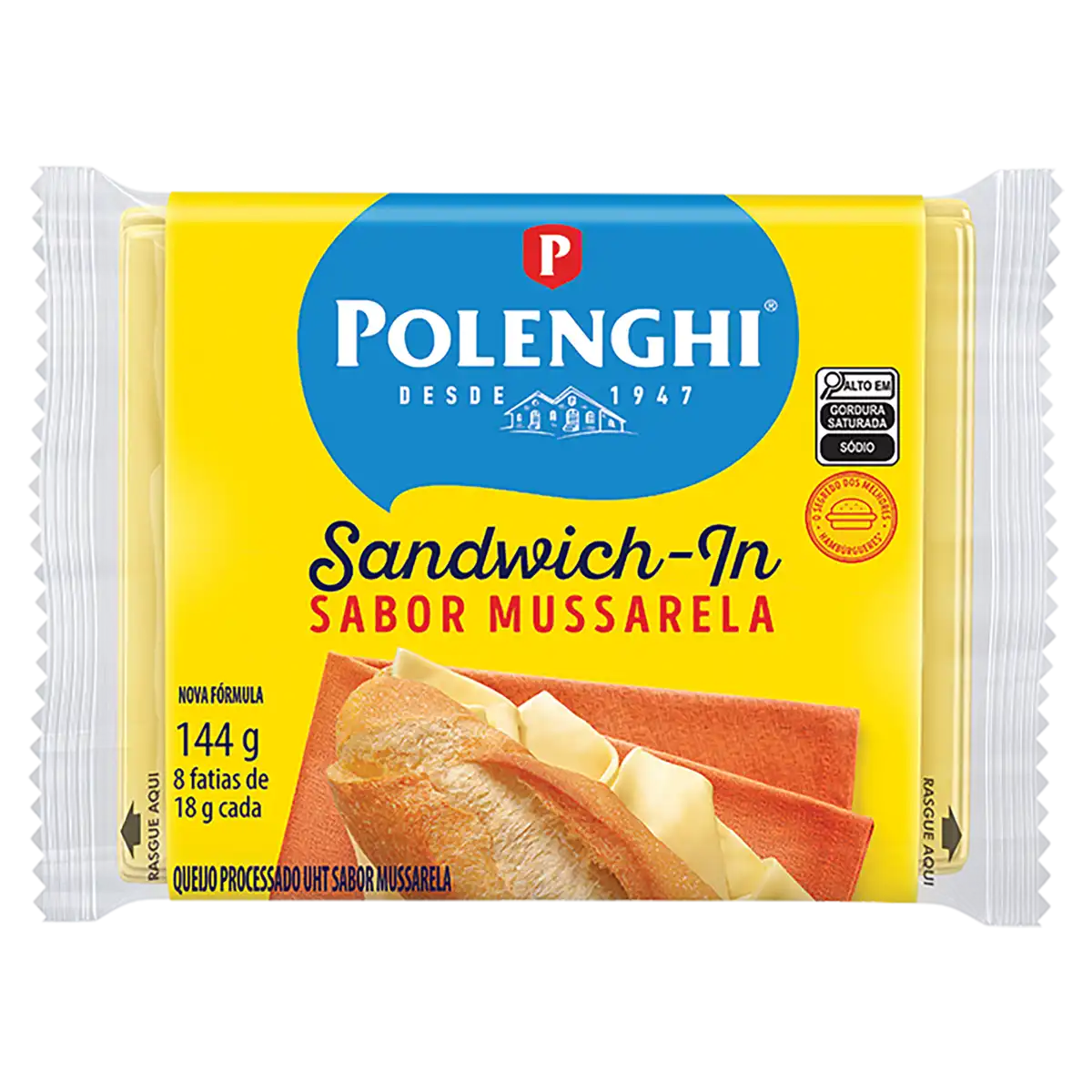 Queijo Processado UHT Mussarela Polenghi Sandwich-In 144g