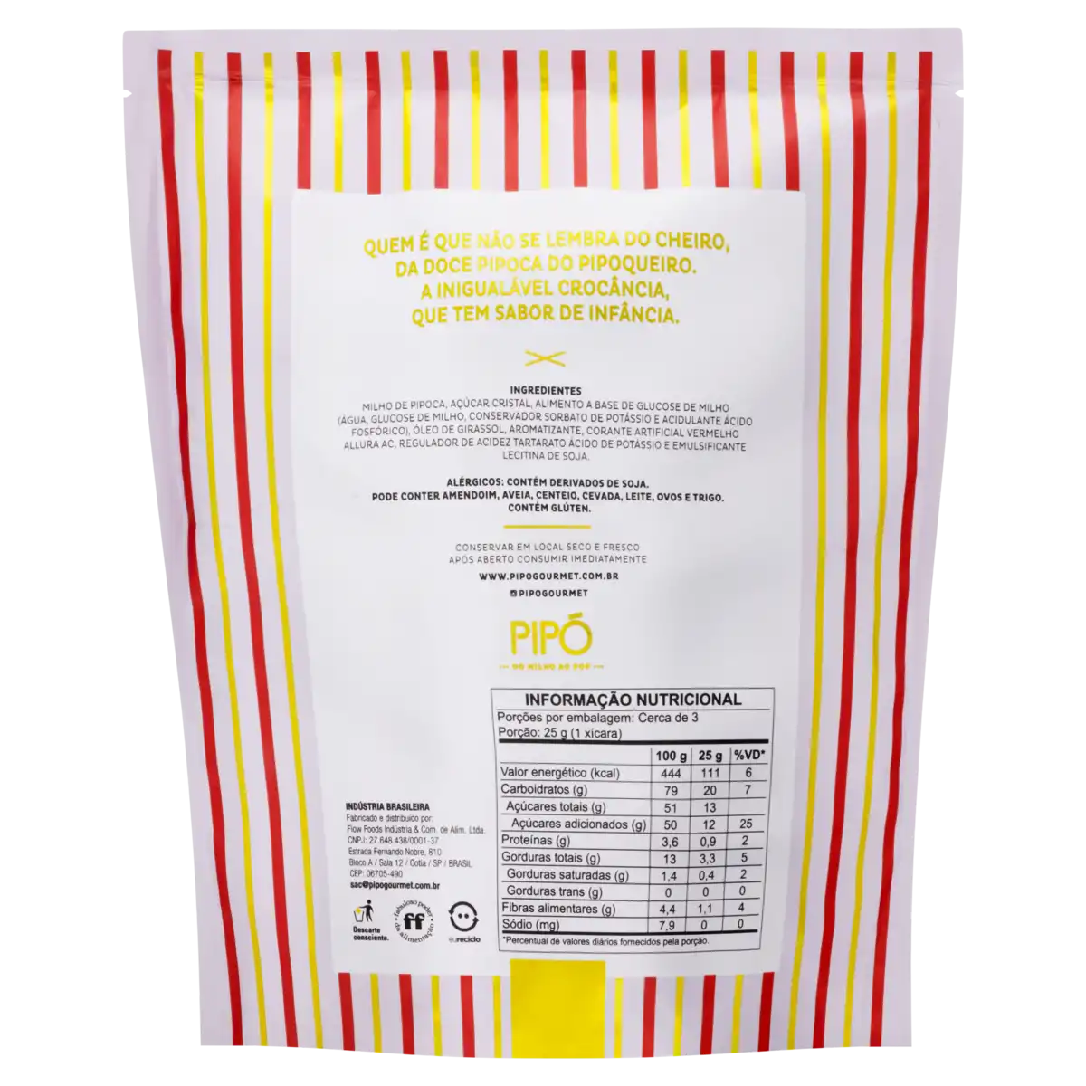 Pipoca Pronta Doce Original do Pipoqueiro Pipó Sachê 80g