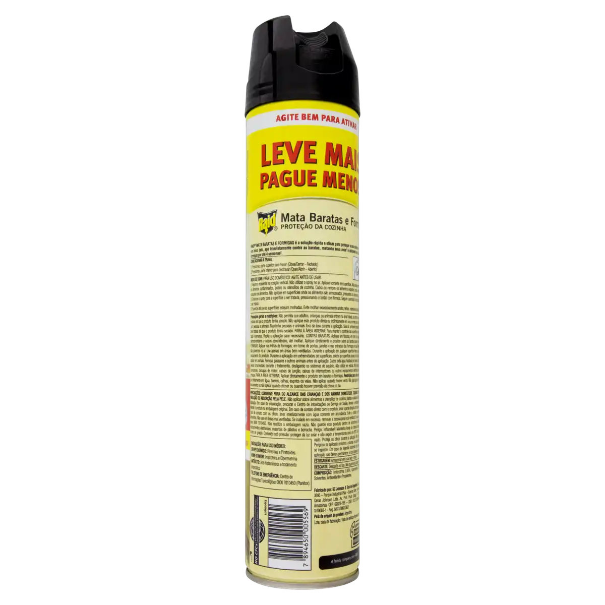 Inseticida Aerossol Mata Baratas e Formigas à Base de Água Raid Frasco 420ml Spray Leve Mais Pague Menos