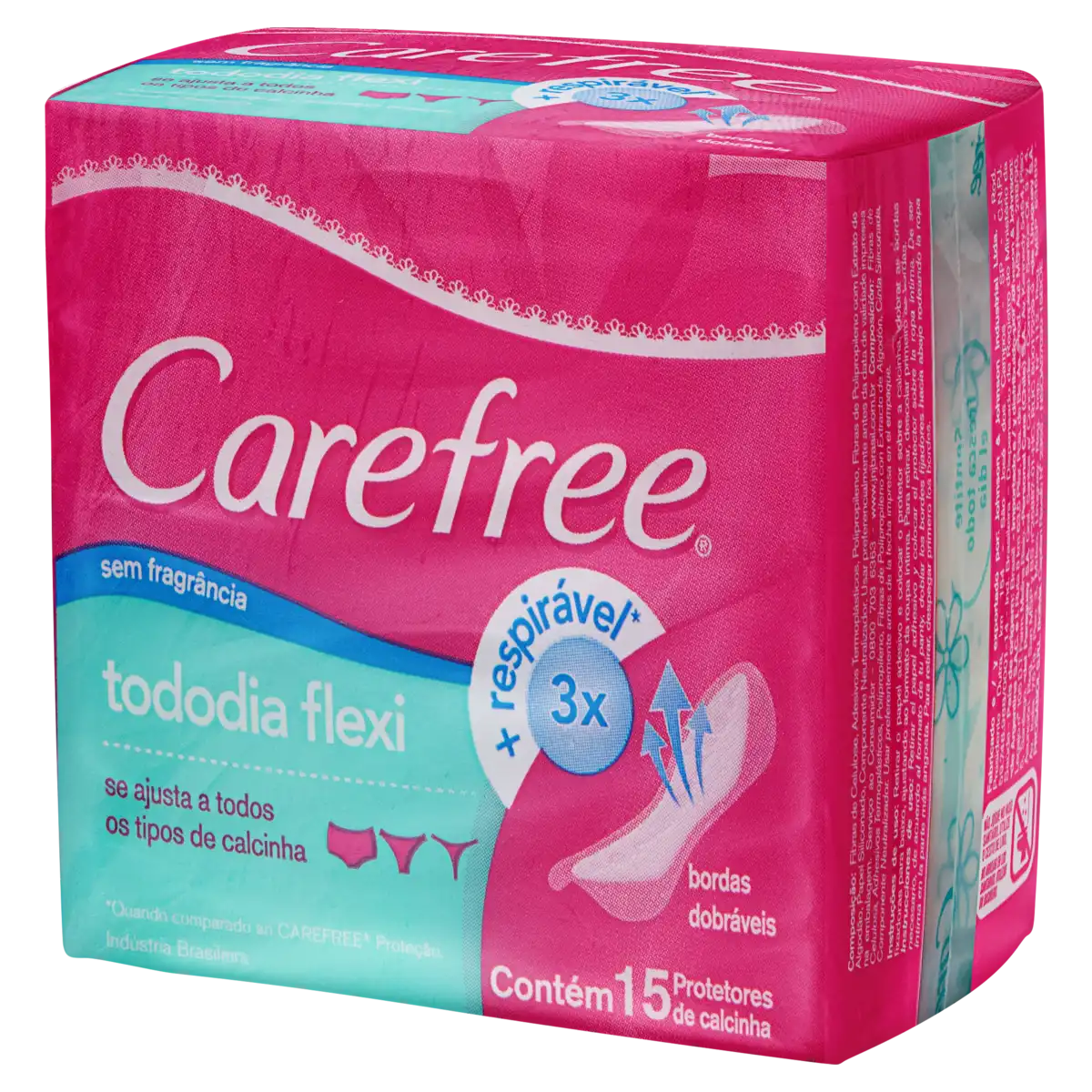 Protetor Diário sem Abas Carefree TodoDia Flexi Pacote 15 Unidades