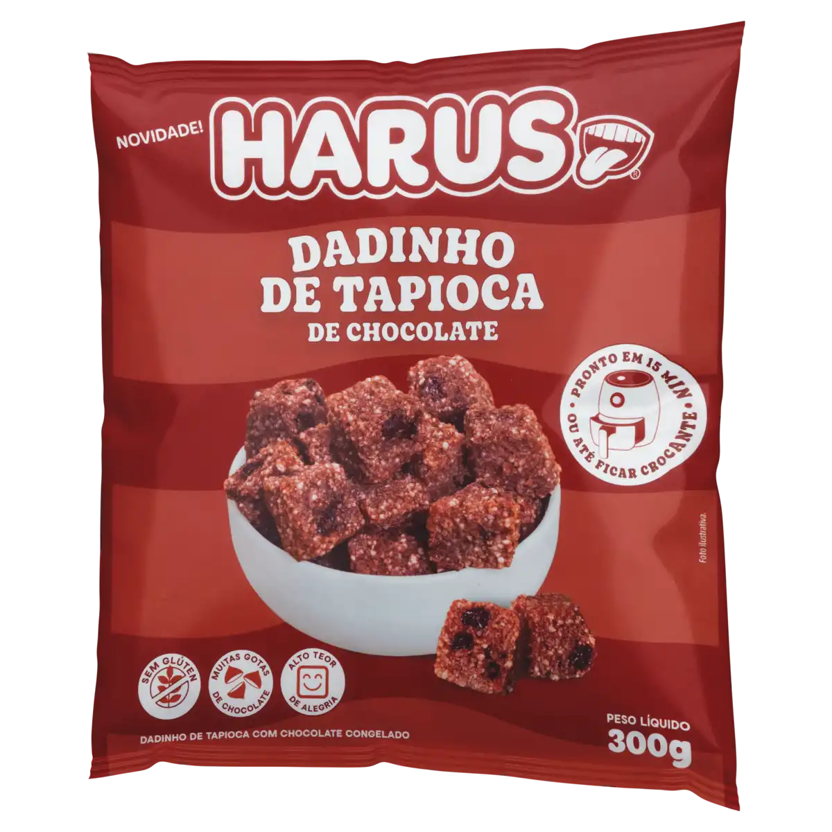 Dadinho de Tapioca Congelado Chocolate Harus Pacote 300g