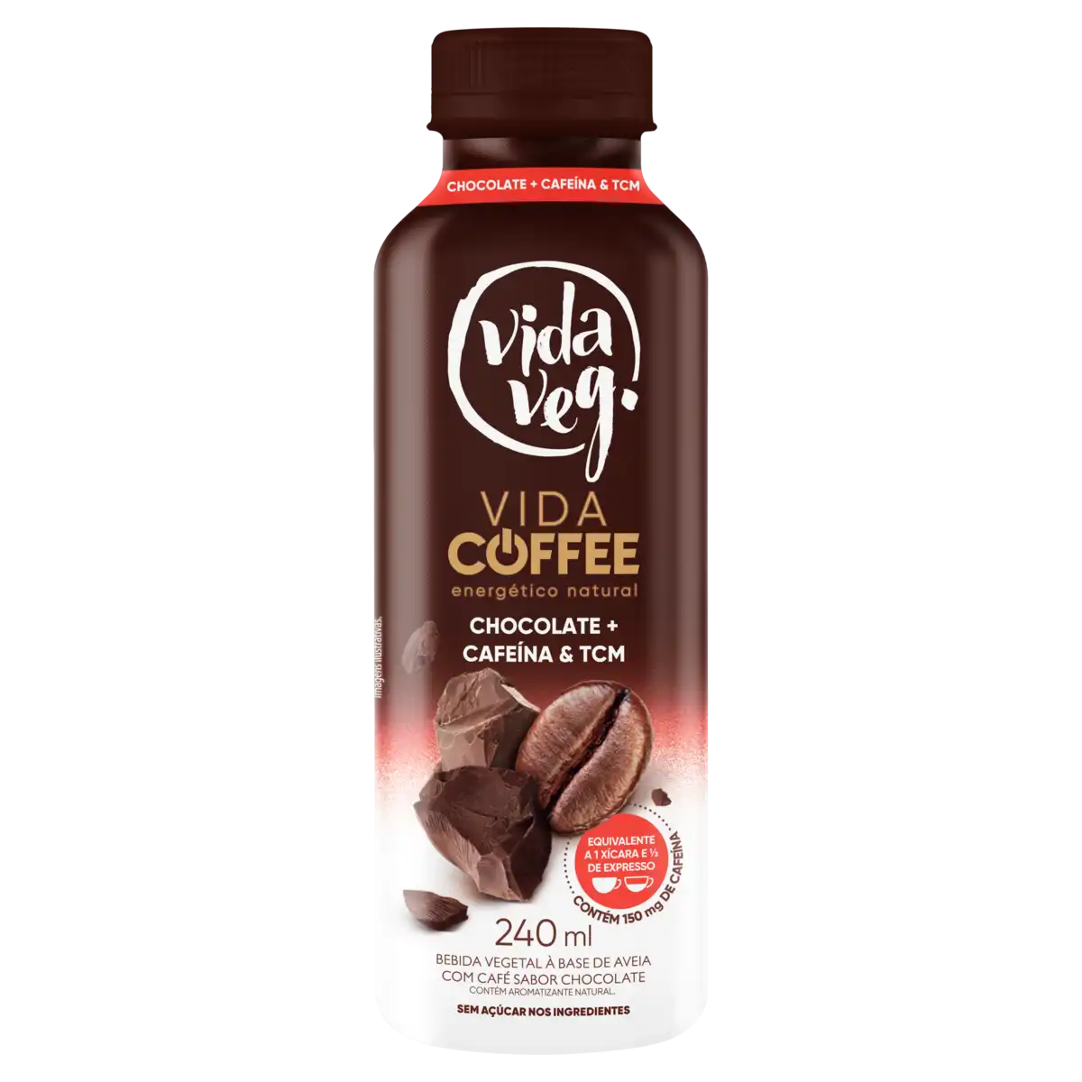 Bebida Vegetal Cafeína e TCM Chocolate Vida Veg Coffee Frasco 240ml