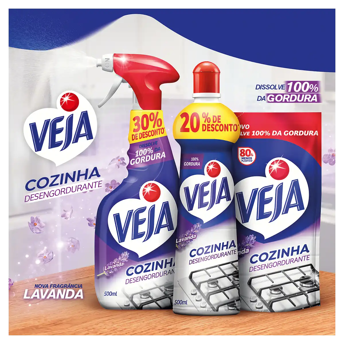 Limpador Desengordurante Cozinha Lavanda Veja Sachê 400ml