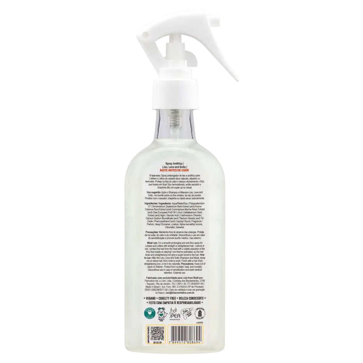 Finalizador Antifrizz Lola from Rio Liso, Leve and Solto Frasco 200ml Borrifador
