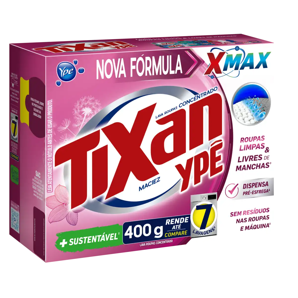 Lava-Roupas Pó Concentrado Maciez Tixan Ypê Caixa 400g