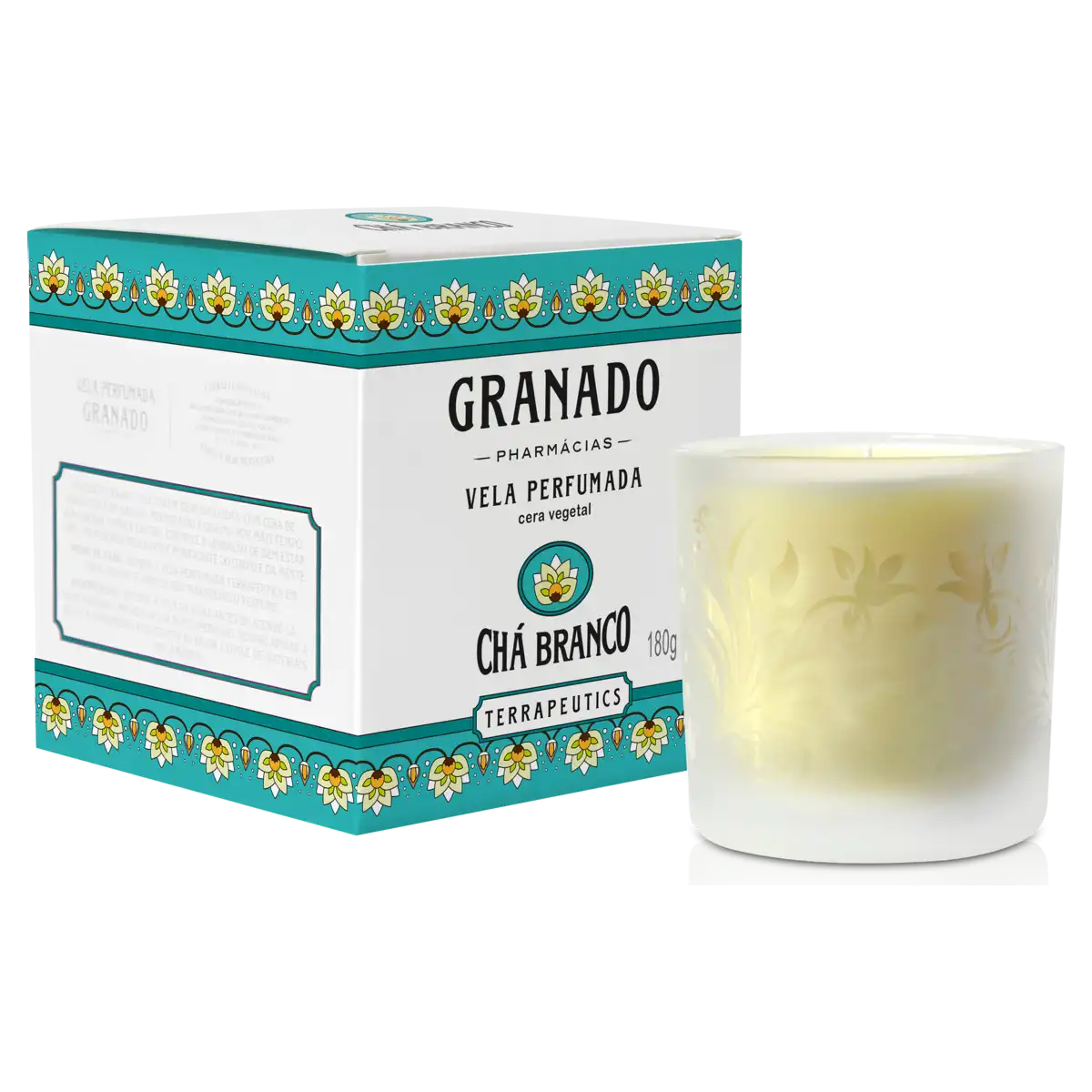 Vela Perfumada Vegetal Chá Branco Granado Terrapeutics Caixa 180g