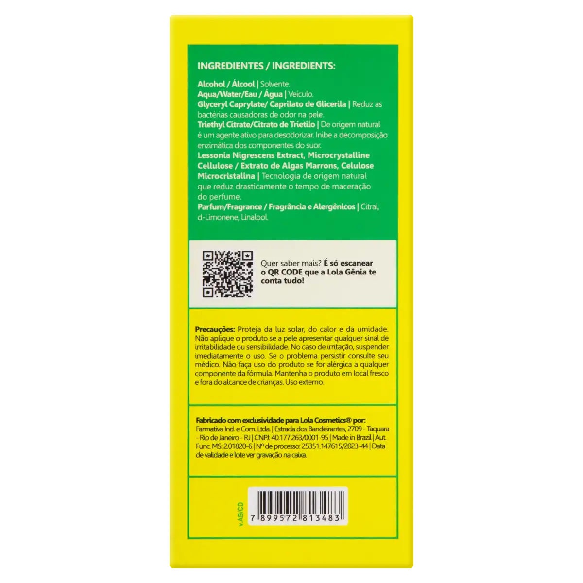 Deo Colônia 002 Neroli & Limão-Siciliano Lola Cosmetics Xêro Caixa 110ml