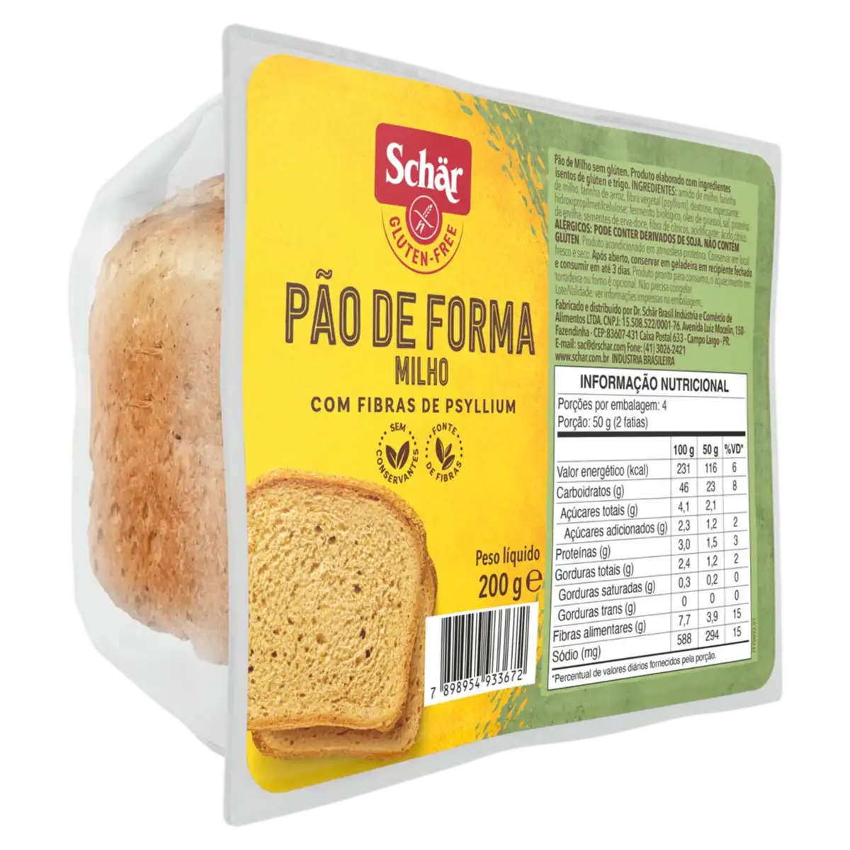 Pão de Forma Milho sem Glúten Schär Bandeja 200g