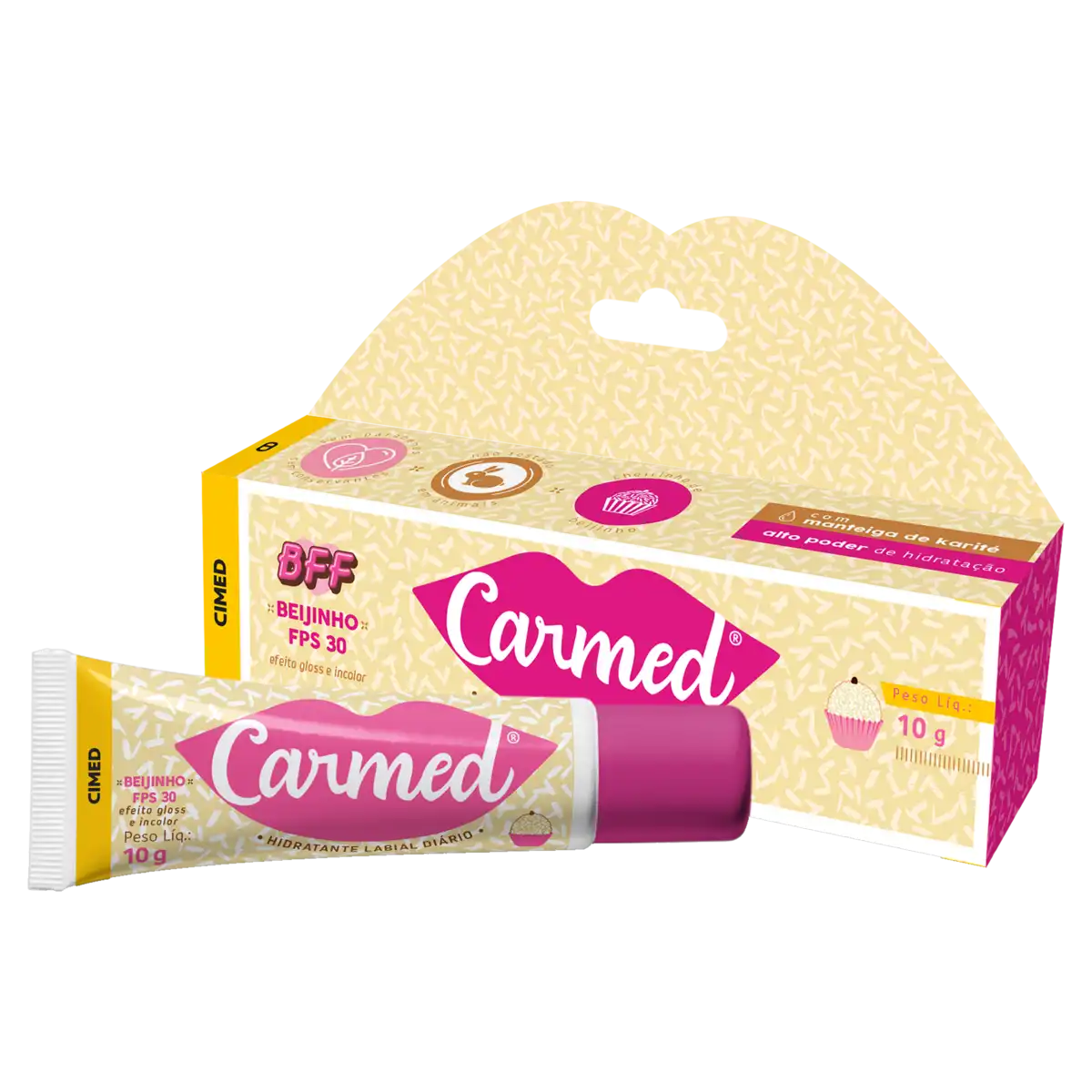 Hidratante Labial Beijinho FPS 30 Carmed BFF Caixa 10g