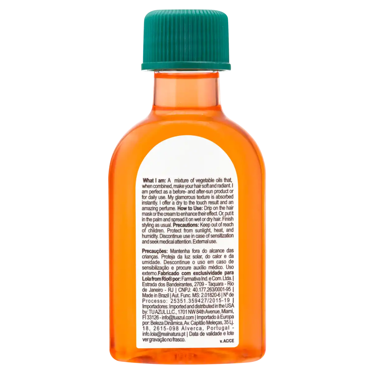 Óleo Cenoura e Oliva Pré e Pós Sol Toque Seco Lola from Rio Pinga! Frasco 50ml