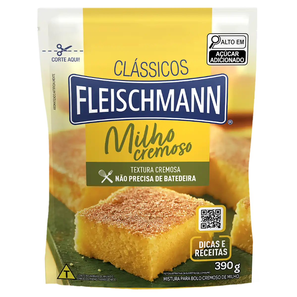 Mistura para Bolo Cremoso Milho Fleischmann Clássicos Sachê 390g