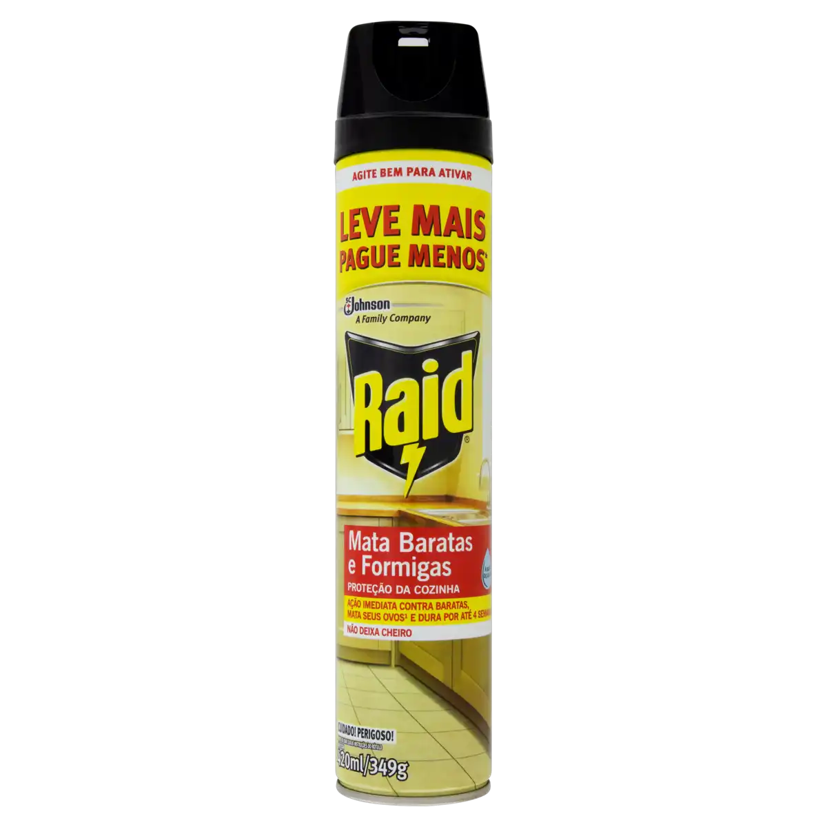 Inseticida Aerossol Mata Baratas e Formigas à Base de Água Raid Frasco 420ml Spray Leve Mais Pague Menos