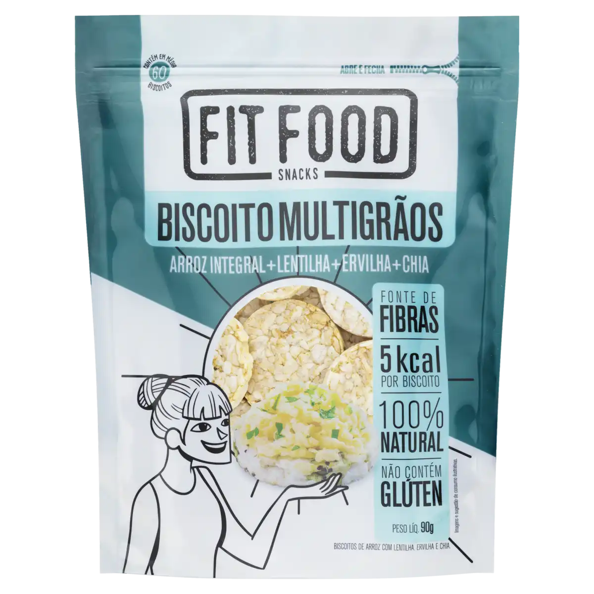 Biscoito de Arroz Multigrãos Fit Food Pouch 90g