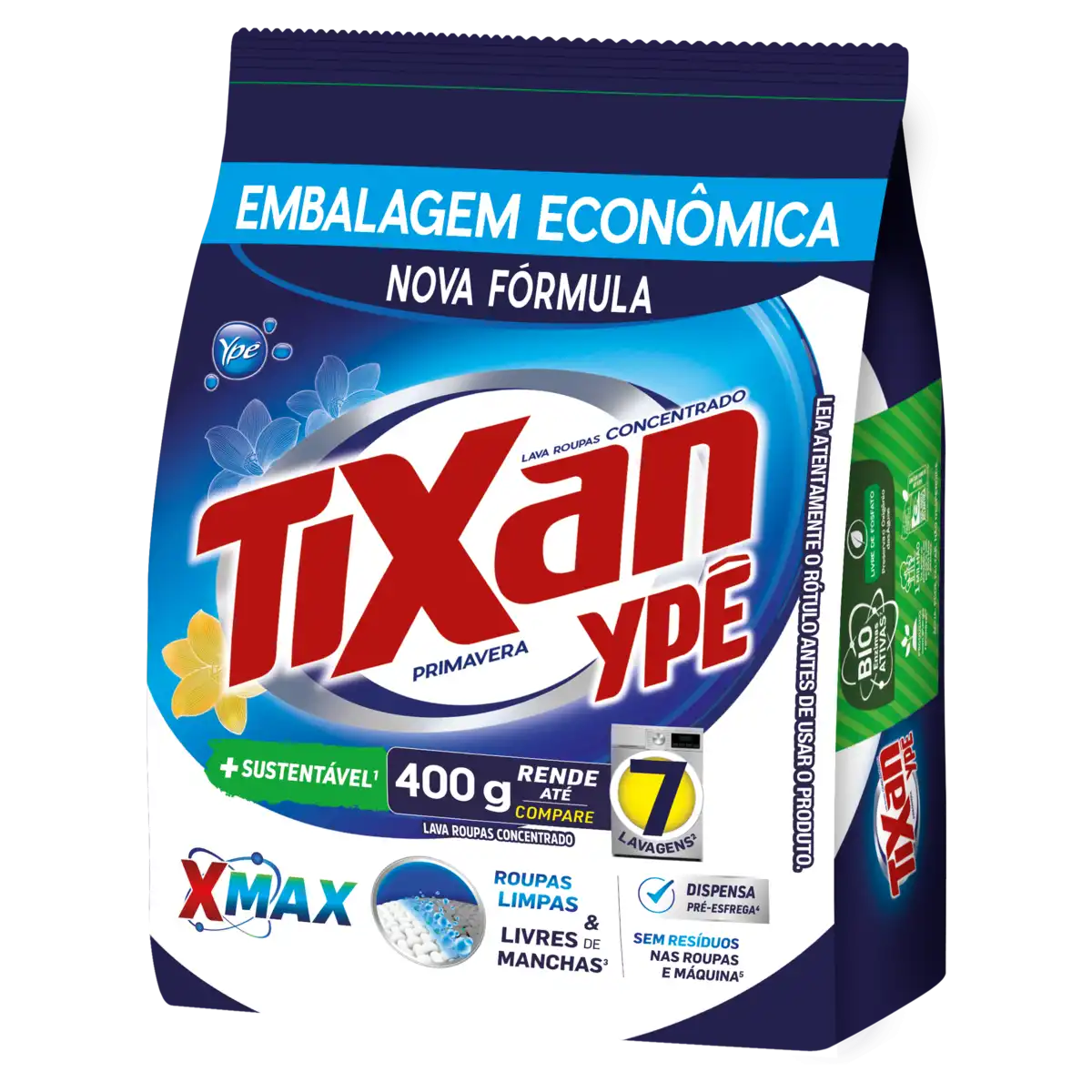 Lava-Roupas Pó Concentrado Primavera Tixan Ypê Pacote 400g Embalagem Econômica